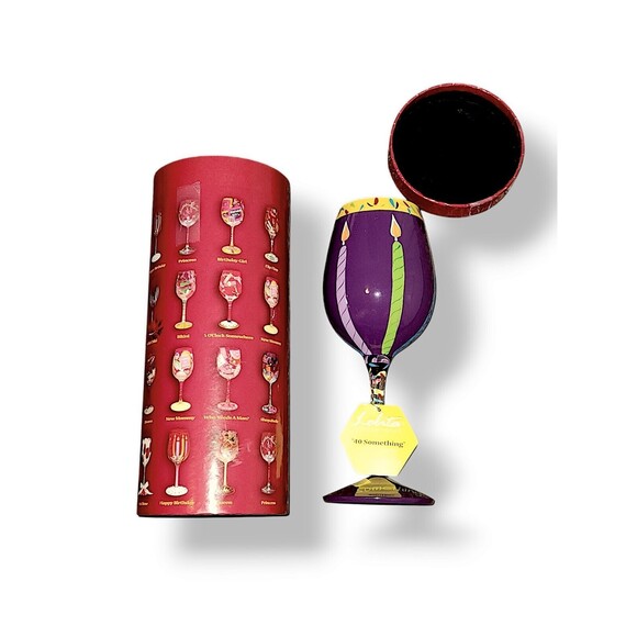 Lolita “40 Something ” Hand Painted Wine Glass, Original Box - Picture 1 of 5